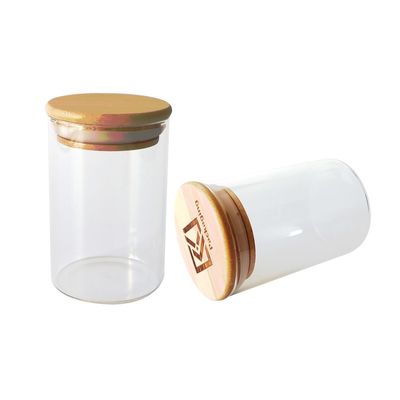Contenitori di stoccaggio di legno 4oz 6oz della marijuana del barattolo del vetro borosilicato di aspirazione del coperchio