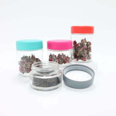 2oz 3oz Custom Logo Glass Weed Holder Jar con cappuccio a vite a prova di bambini
