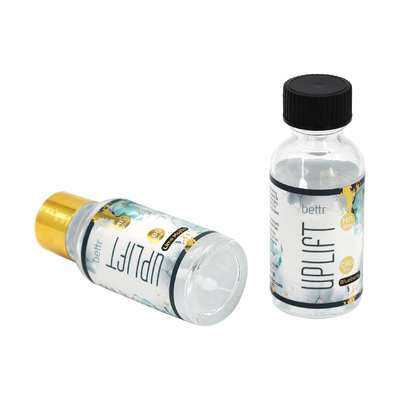 1 oz 30 ml Proof di perdita odore Airtight trasparente Bottiglia di vetro rotonda di Boston con coperchio a vite nero per olio essenziale Liquido Liquido di medicina