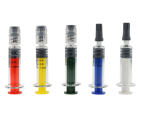 Il pacchetto su ordinazione 1ml dell'erbaccia del vetro borosilicato ha colorato la siringa della serratura di Luer per l'olio del concentrato