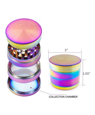 4 strati dell'arcobaleno del metallo della lega di Herb Tobacco Grinder Portable Zinc