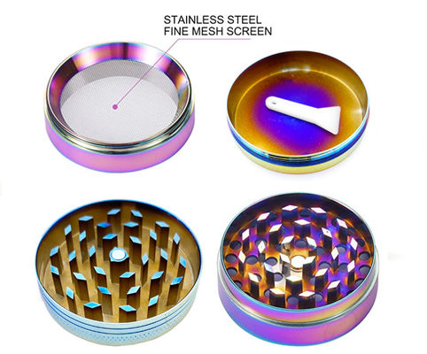 4 strati dell'arcobaleno del metallo della lega di Herb Tobacco Grinder Portable Zinc