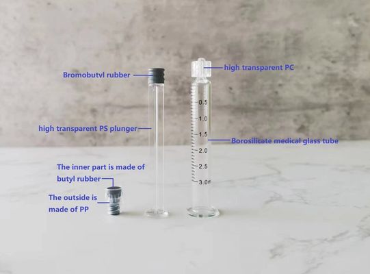 1 ml 2,25 ml 3 ml 5 ml Siringa di borosilicato preriempita Seringa di plastica metallica Seringa Luer Lock 5 ml Seringa di vetro 1 ml