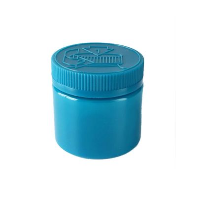 barattolo di plastica blu dell'erbaccia 6oz con lo spingere &amp; girare i cappucci della prova del bambino