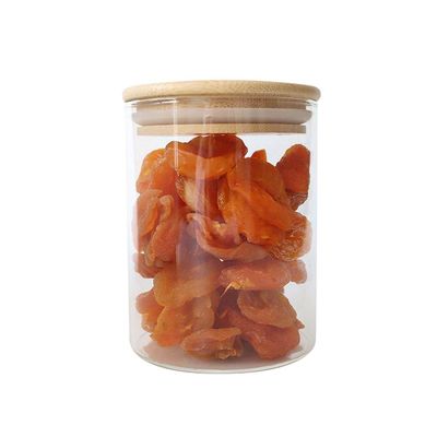 Alto contenitore di vetro borosilicato termoresistente con il coperchio di bambù per la cucina