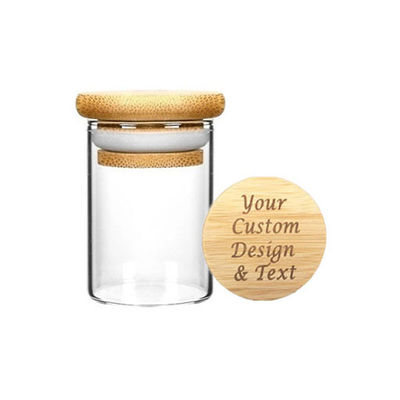Contenitori di stoccaggio di legno 4oz 6oz della marijuana del barattolo del vetro borosilicato di aspirazione del coperchio