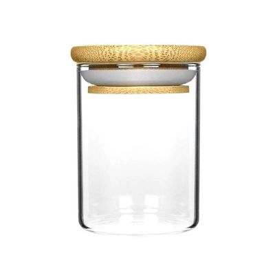 Barattolo di legno del fiore della canapa della bocca del barattolo 1-18oz del vetro borosilicato del coperchio di aspirazione ampio