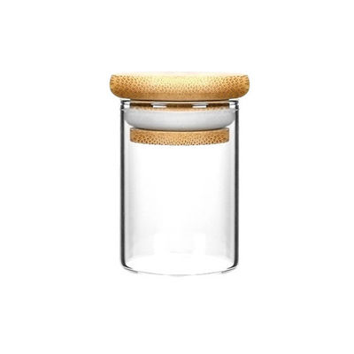 Contenitori di stoccaggio di legno 4oz 6oz della marijuana del barattolo del vetro borosilicato di aspirazione del coperchio