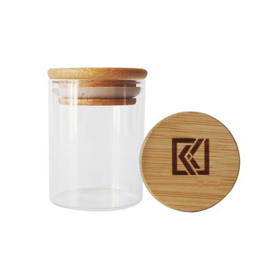 barattolo di legno del vetro borosilicato del coperchio di 2oz 3oz per i prodotti secchi dell'erbaccia
