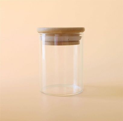 coperchio di bambù di Herb And Spice Containers With della tagliatella dell'alimento del vetro borosilicato 1-18oz
