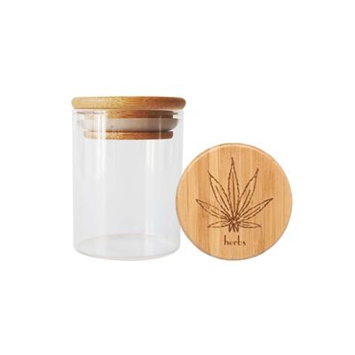 Barattolo di legno del fiore della canapa della bocca del barattolo 1-18oz del vetro borosilicato del coperchio di aspirazione ampio