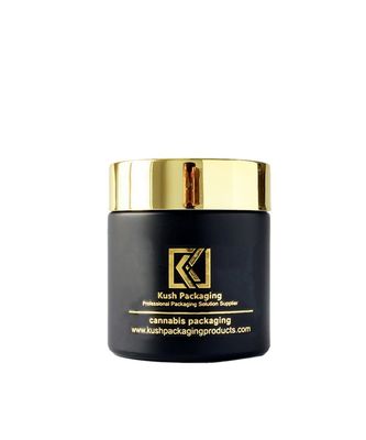 Barattolo di Matte Black Glass Airtight Weed con il coperchio dell'oro per la  3oz