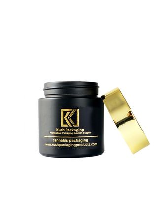 Barattolo di Matte Black Glass Airtight Weed con il coperchio dell'oro per la  3oz