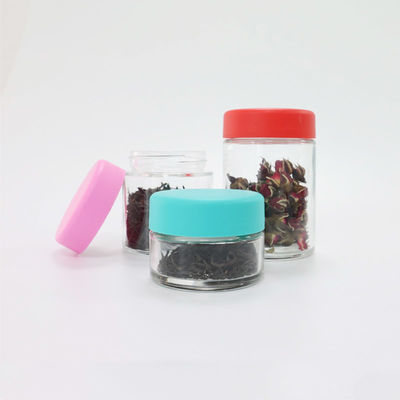 2oz 3oz Custom Logo Glass Weed Holder Jar con cappuccio a vite a prova di bambini