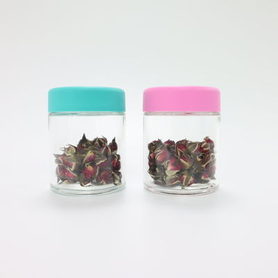 2oz 3oz Custom Logo Glass Weed Holder Jar con cappuccio a vite a prova di bambini
