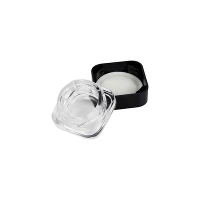 Bottone di vetro trasparente da 5 ml Copertura a prova di bambino Bottone quadrato Bottone concentrato Imballaggio con coperchio a prova di bambini