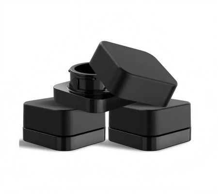 Contenitore di concentrato nero di 5 ml di cubo Bottone di vetro concentrato a prova di bambini
