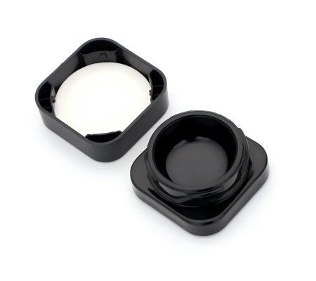 Contenitore di concentrato nero di 5 ml di cubo Bottone di vetro concentrato a prova di bambini