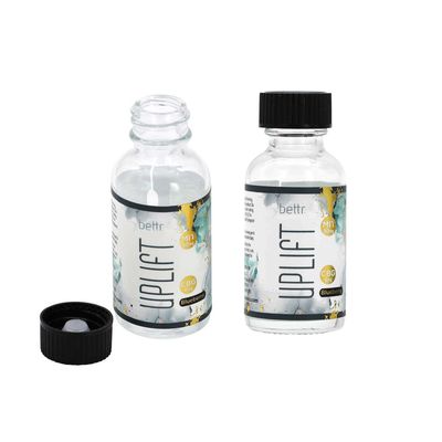 1 oz 30 ml Proof di perdita odore Airtight trasparente Bottiglia di vetro rotonda di Boston con coperchio a vite nero per olio essenziale Liquido Liquido di medicina